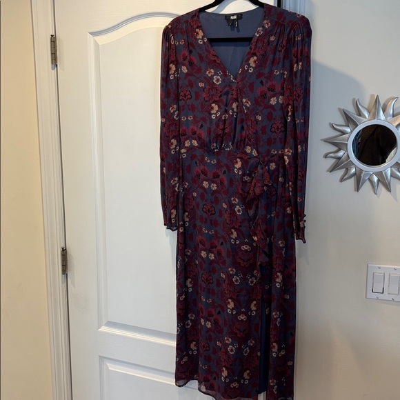 PAIGE Burgundy Floral Long Sleeve Dress-S - Picture 2 of 12